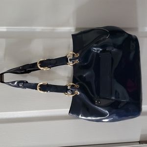 Navy Patent Leather Bag